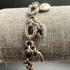 Brighton Power of Pink Breast Cancer Awareness Heart Charm Bracelet Silver Tone image 1