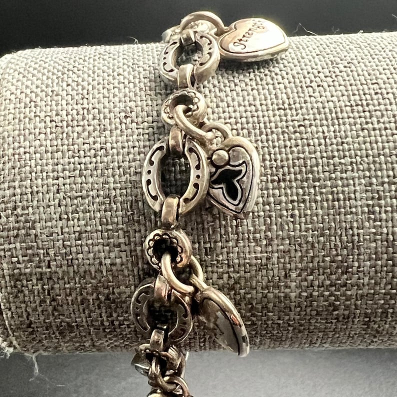 Brighton Power of Pink Breast Cancer Awareness Heart Charm Bracelet Silver Tone image 1