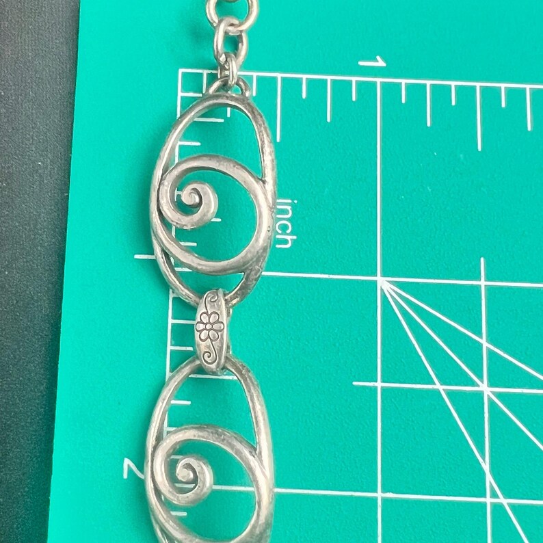 Y2K Brighton Silver Tone Spiral Scrollwork Link Bracelet Heart image 6