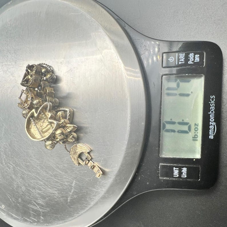 Vintage Yechang Cherub Angel Moon Heart Gold Tone Double Strand Charm Bracelet Bild 8