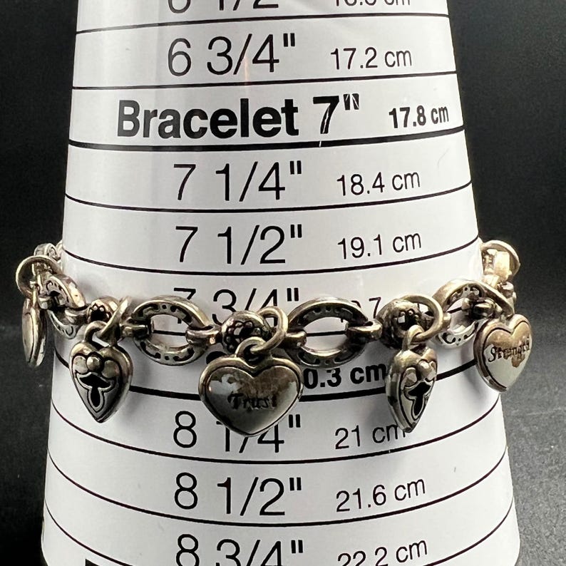 Brighton Power of Pink Breast Cancer Awareness Heart Charm Bracelet Silver Tone image 8