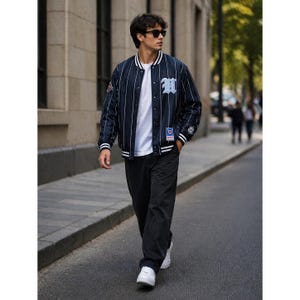 Undefeated Varsity Jacket Mens Medium Black Pinstripe New Play Dirty Series 2002