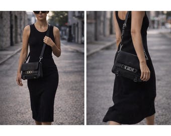 Proenza Schouler Leather Messenger Bag Womens Black Good Silver Hardware