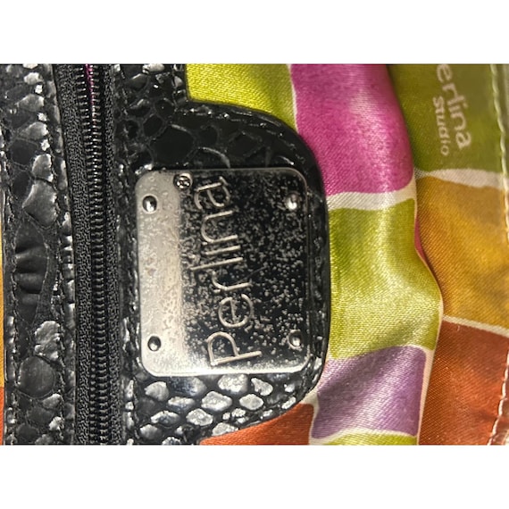 Perlina Black Python Embossed Leather Slouchy Hob… - image 6