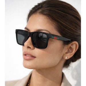 Gafas de sol rectangulares negras Gucci GG0009S 001 5816145 Fabricadas en Italia