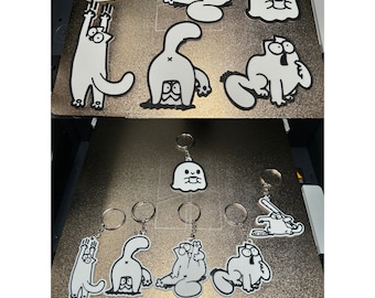 3d gedruckte Kühlschrank Magnete und Schlüsselanhänger - Simon's Cat - Geist mit Kaffee - Accessoires