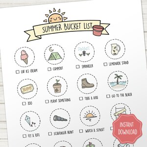 Summer Checklist Printable, Kids Summer Activities, Summer Bucket List, Summer Activity List, Summer To Do List, Summer Printable