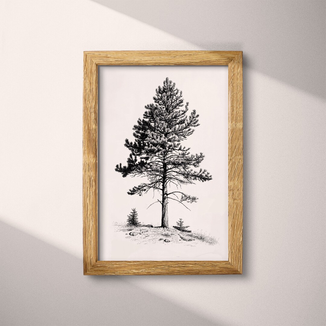 Pine Tree PRINTABLE Art Nature Wall Art Botanical Print White, Black ...