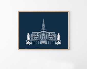 Bountiful Utah LDS Temple Drawing: Customizable Temple Art Print