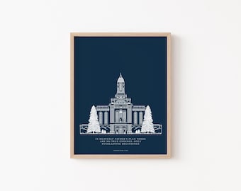 Hand-Drawn Deseret Peak Utah LDS Temple Art Print
