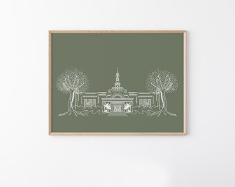 San Jose Costa Rica LDS Temple Line Art Print: Latter-day Saint Missionary Gift