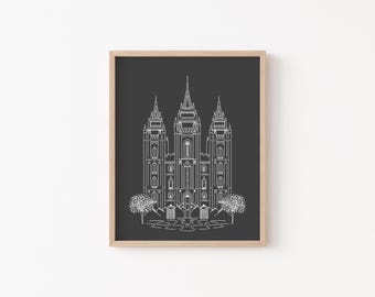 Salt Lake City Utah LDS Temple Art | LDS Temple Print | LDS Wedding Gift | Missionary Gift | Temple Art