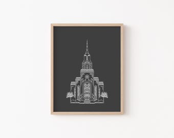 Layton Utah Temple Art: Hand-Drawn LDS Temple Print