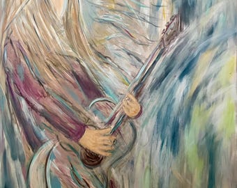 Gitarre Kunstdruck: Abstrakt Impressionismus, Musiker Geschenk (12x16)