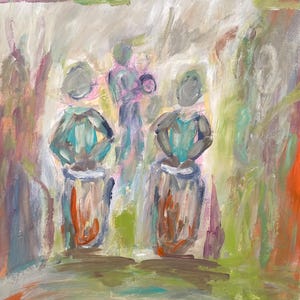FINE ART PRINT - &quot;Bongo Rhythm&quot; - Percussion Music Wall Art, Bongo and Conga Drum Players, Signed 12x18 Musician Artwork