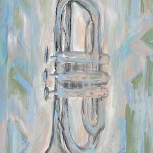 FINE ART PRINT - "Tin Roof Blues" - Trumpet - Musician Art - Music theme decor - music room, Abstract Art, wall art - Trumpet Art, gift