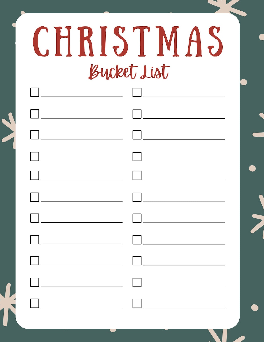 Christmas Bucket List Templates! 10 Different Template Options to Make