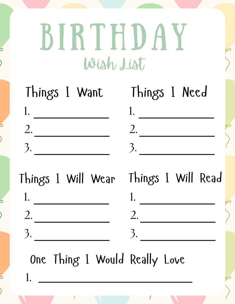 Birthday Wishlist Template 4 Different Templates to Make Your Own Birthday Wishlist Template 4 Different Templates to Make Your Own