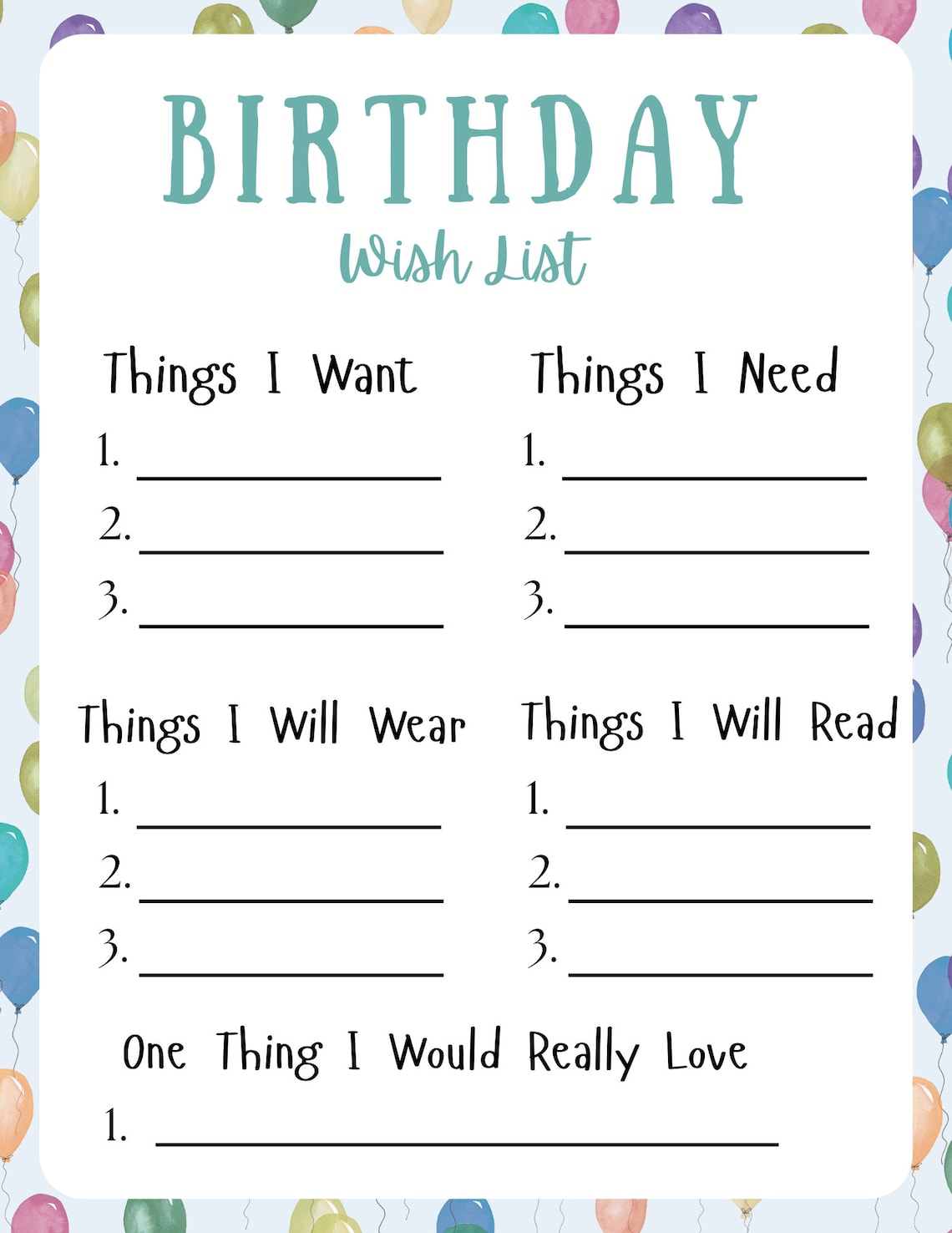 Birthday Wishlist Template! 4 Different Templates to Make Your Own ...