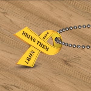 Bring Them Home NOW Ribbon Keychain: Israel Hostage Awareness, 3D Printed