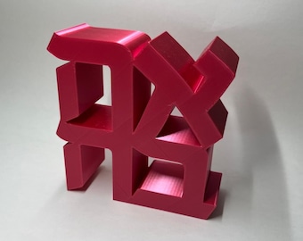 Hebrew Ahava Love Sculpture: 3D Printed Jewish Pop Art Decor