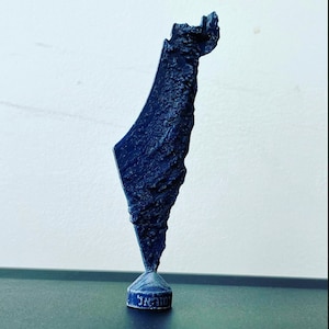 Mapa topográfico de Israel impresso em 3D com base hebraica, arte de parede judaica exclusiva e decoração sionista para casa, presente para amantes de viagens e geografia