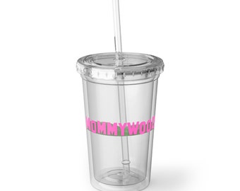 Mommywood Cup Suave acrylique Mommy Hollywood Mama Cup gobelet paille, tasse de voyage pour maman, café glacé, transparent, cadeau de fête des mères