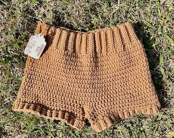 Brown Crochet Summer Shorts