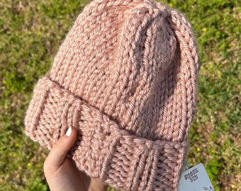 Pink Knit Chunky Beanie