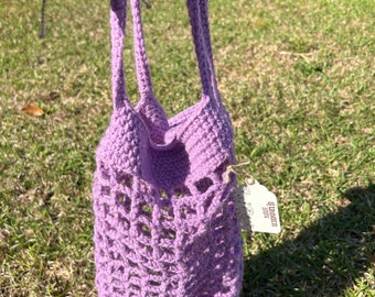 Purple Crochet Mesh Beach Bag