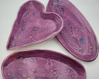 Handmade purple spider ceramic trinket tray plates