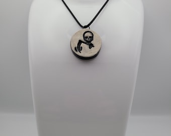 Handmade black grey skull grim reaper charm pendant necklace