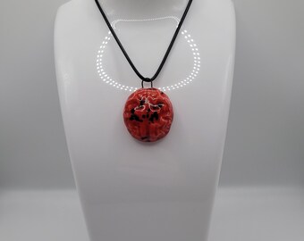 Handmade red black brain charm pendant necklace