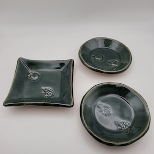 Handmade green cute animal trinket dishes Pottery Tiny Dishes Jewelry Dishes