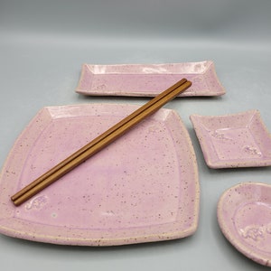 Handmade pink ceramic sushi dinner plates