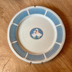Vintage Goose Wall Plate with Pink Bows • 10.75” • Decorative Hanging Plate • Farmhouse Kitchen Wall Decor