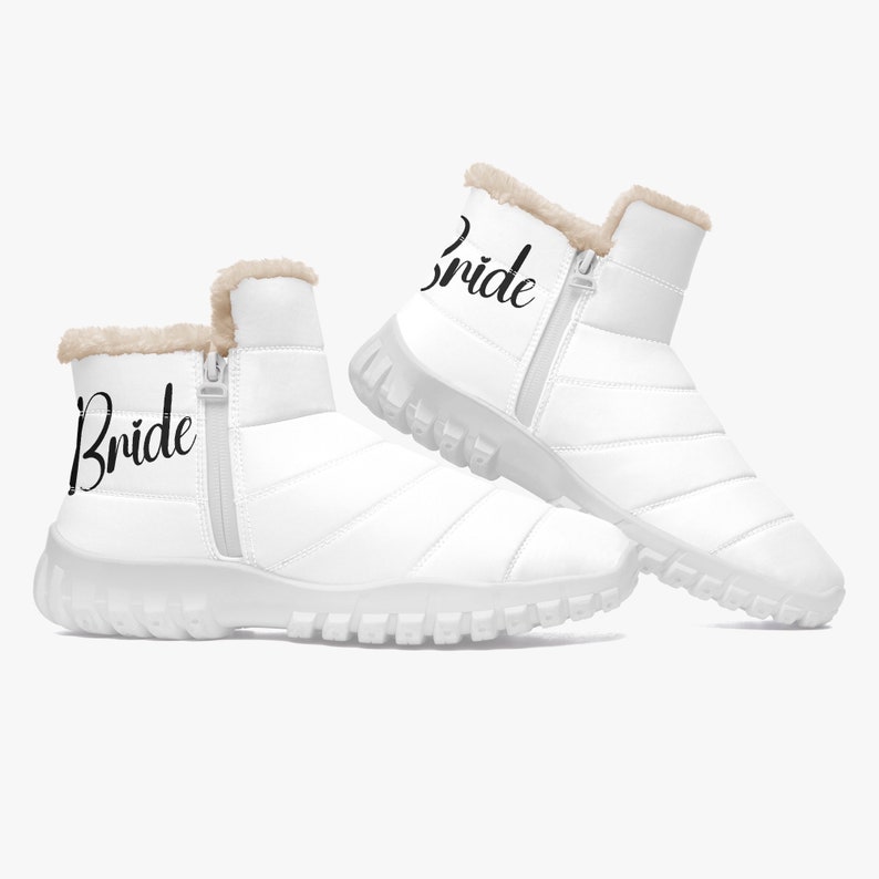 Mariage personnalisé mariée fourrure personnalisée bottes chaussures à glissière Blanc