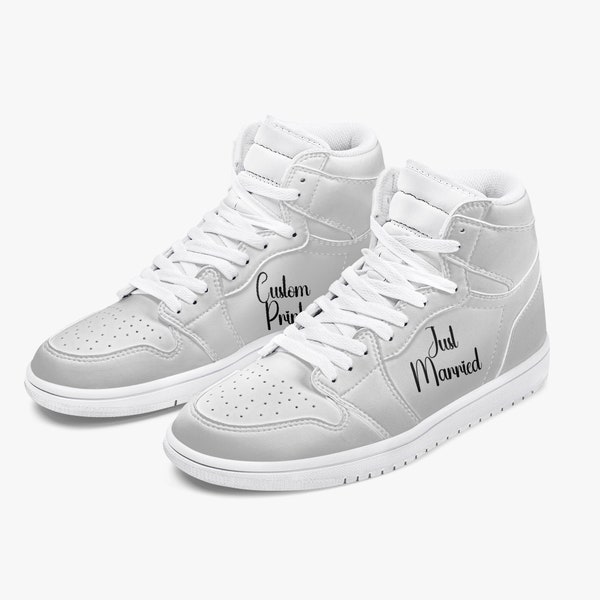 Personalisierte kundenspezifische Bestellung Bräutigam Hochzeit weißes oder schwarzes Leder High Top Hochzeitsschuhe Sneakers