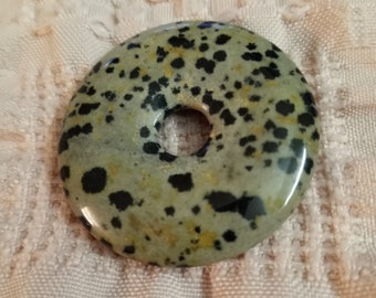 Black spot Dalmatian donut, 40mm Dalmatian Gemstone PI Donut Pendant Focal
