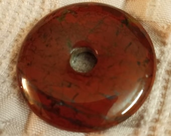 Red Focal Donut, 40mm Red Black Mahogany Obsidian Gemstone Focal PI Donut Pendant 102
