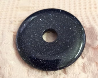 45mm Blue Goldstone PI Donut Focal Pendant, PI Focal Doughnut