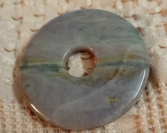 Gray Focal Donut, 50mm Gray Jasper Gemstone PI Donut Focal Pendant