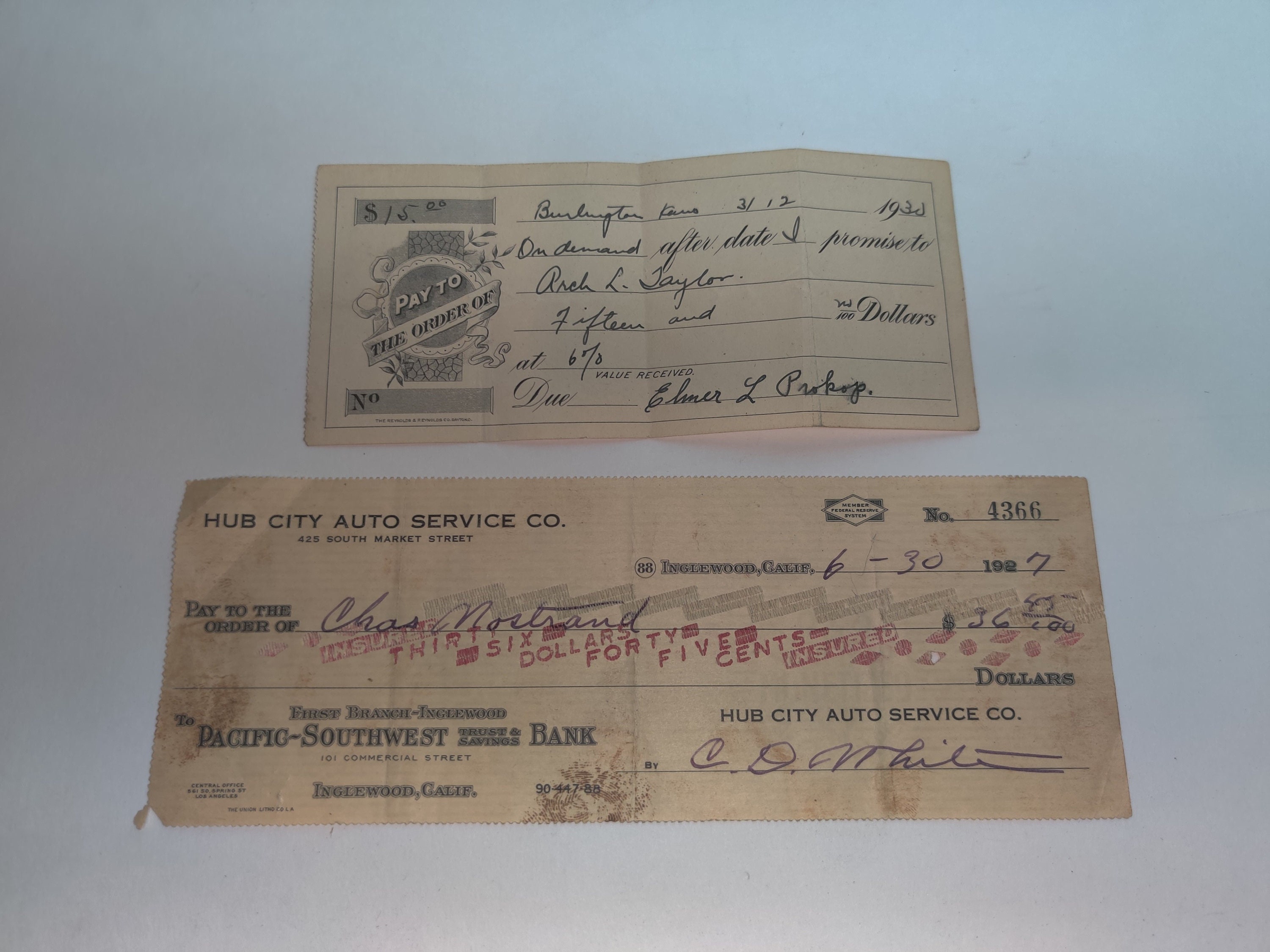 Vintage Bank Checks Free Shipping Etsy