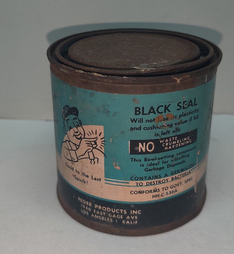 Vintage Putty Can Feder/'s Black Seal Free Shipping