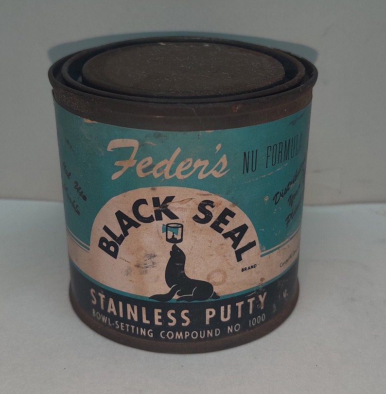 Vintage Putty Can Feder/'s Black Seal Free Shipping
