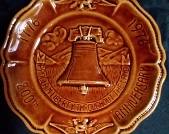 Bicentennial Liberty Bell Collectors Plate California Pottery 358 Vintage