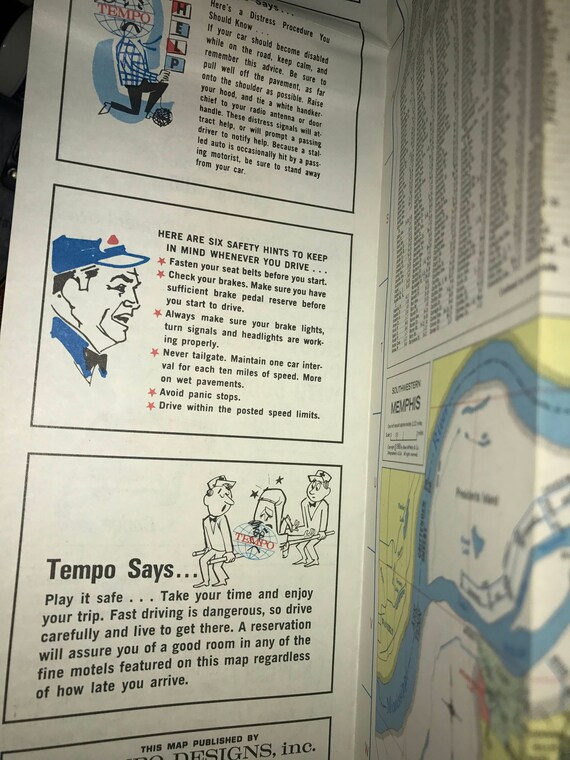 1969 Memphis American Oil Company Road Map Free Shipping