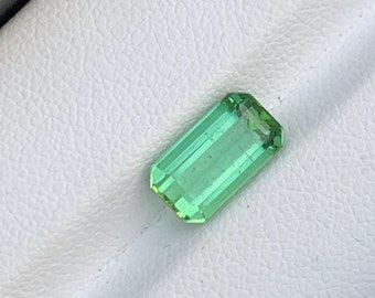 Emerald Cut Green Tourmaline Gemstone: Natural Bluish Green Jewelry Stone, 2.70 CT