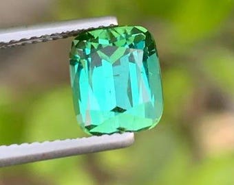 Bluish Green Tourmaline Gemstone: 3.40 CT Cushion Cut, Afghanistan Origin