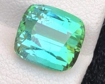 Natural Bluish Green Tourmaline Gemstone: 4.20 CT Cushion Cut